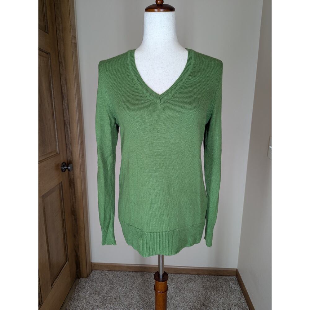 Gap Luxe Angora Women's Green V-Neck Pullover Sweater Size Medium